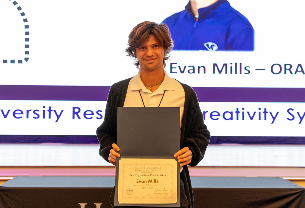 The best oral presentation award was presented to Evan Mills, a senior biology and pre-veterinary major from Westminster, Colorado.