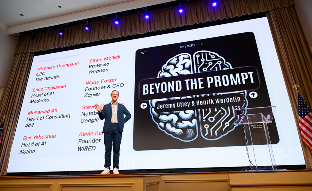 Jeremy Utley, one of the world’s leading AI educators, gave the keynote speech during the summit. He provided expertise to equip faculty with practical ways to support students’ ethical and responsible use of AI.