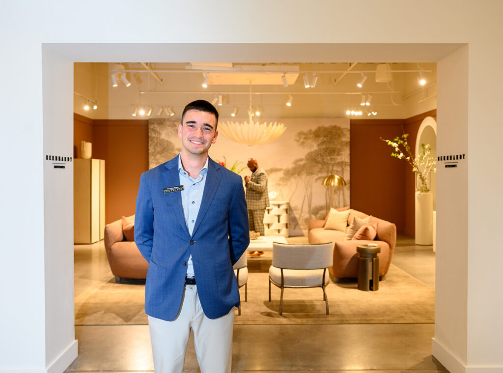 Remington Ballidis, a sophomore finance major, worked his third market at Bernhardt as a sales rep intern and now plans to pursue a sales career.