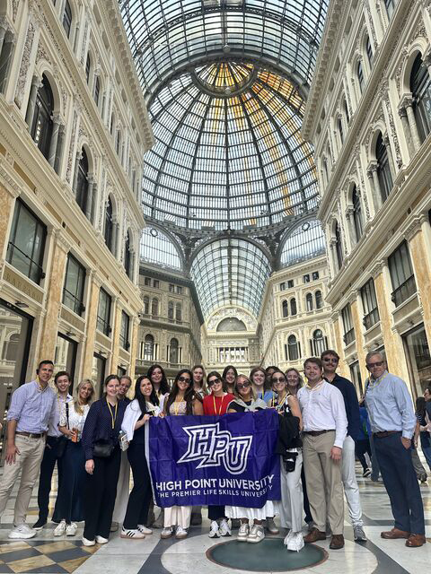 International strategic communications students visited the Galleria Umberto in Naples, Italy, while studying abroad.