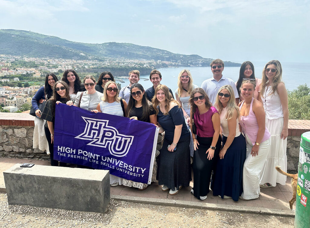 Students paused at an overlook of Sorrento, Italy.