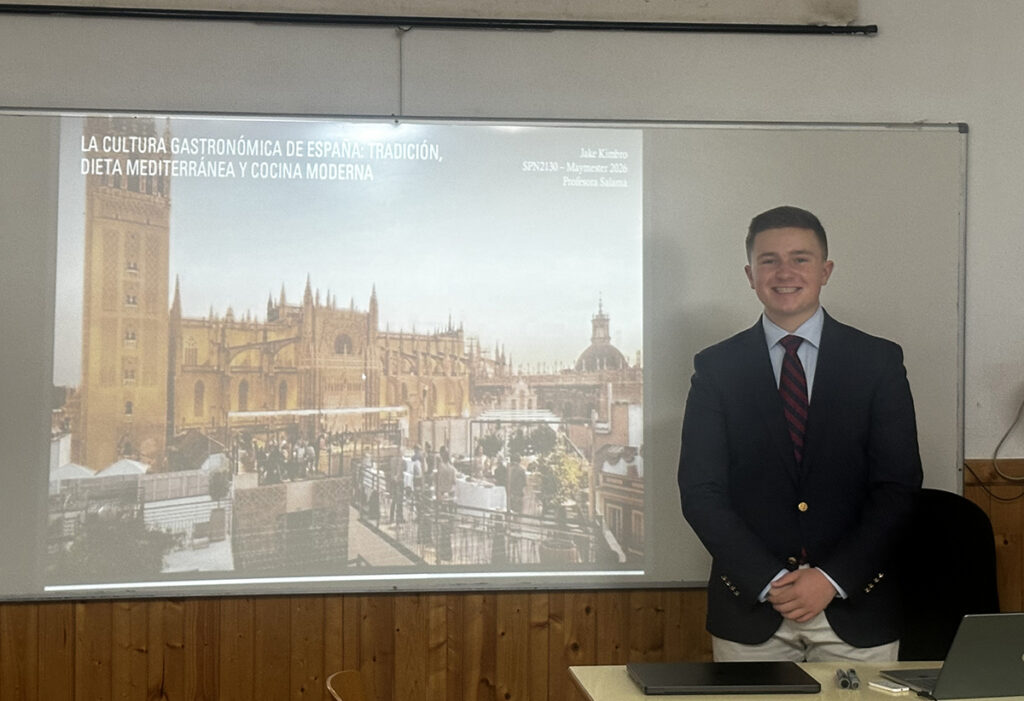 On the Spanish Language and Culture Maymester, HPU student Jack Kimbro made a presentation on Spanish gastronomy and its social, cultural, historical and economic significance. He highlighted how culinary traditions reflect Spain’s identity and regional diversity.