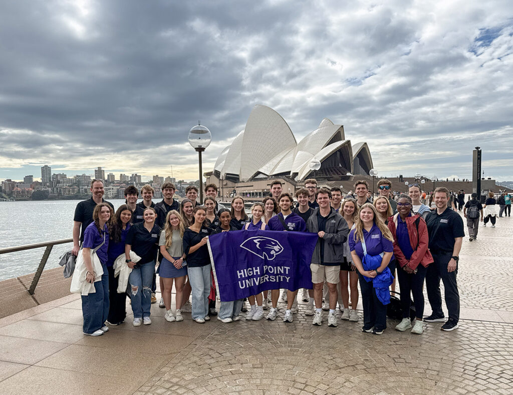 HPU students visited the iconic Sydney Opera House in Australia with faculty Dr. Jason Keeler and Dr. Colin Carriker, who are assistant professors in the Department of Health and Human Performance.