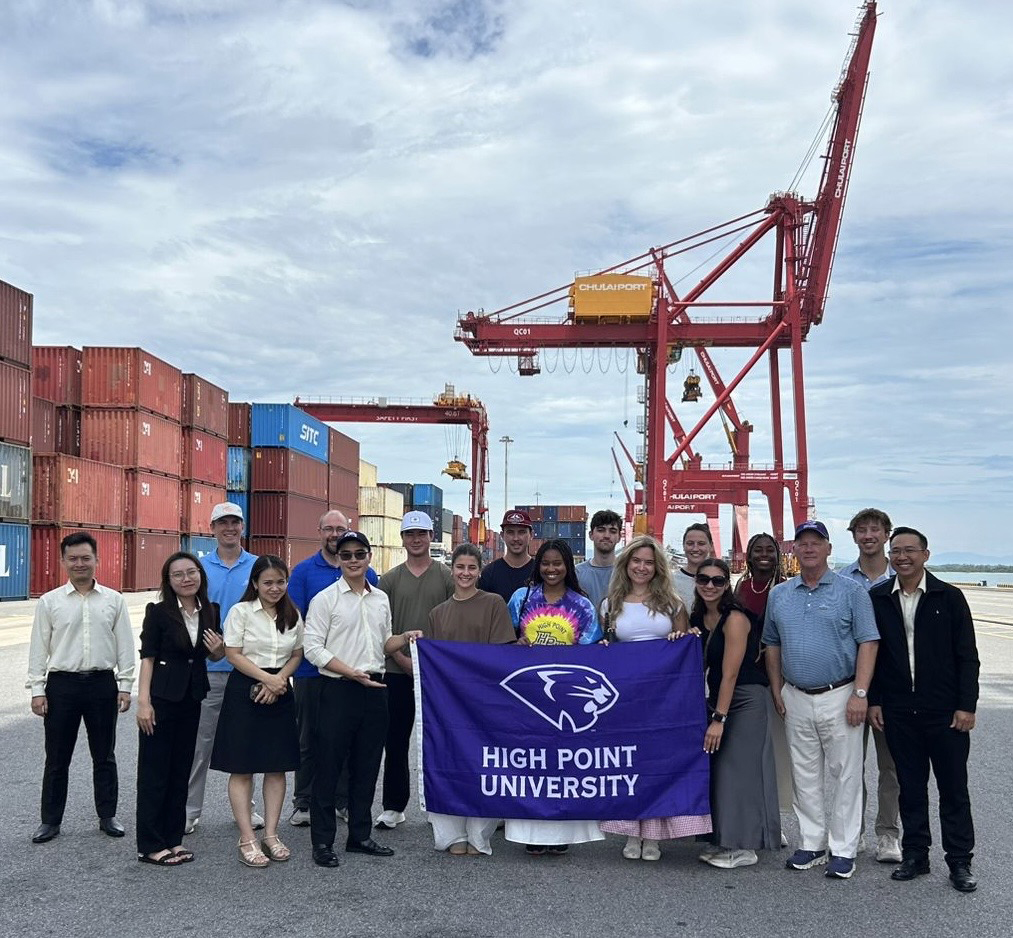 ) Students visited the Cai Mep deep-water seaport terminal near Ho Chi Minh City, Vietnam’s commercial hub.