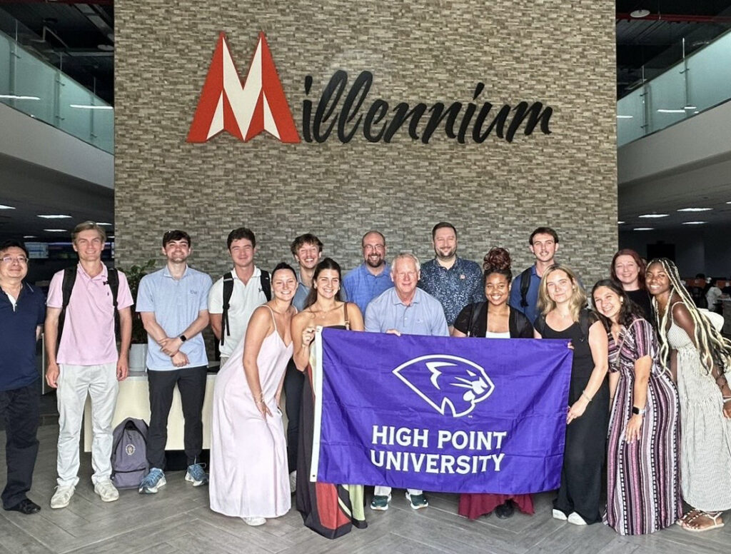Students toured home furnishings manufacturing sites, including Millennium, a division of Ashley Furniture, during their trip to Vietnam.