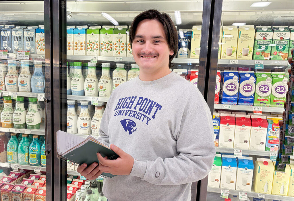 Connor Kresock, a senior business analytics and economics major, researched the purchasing patterns of people with food allergies compared to people without allergies.