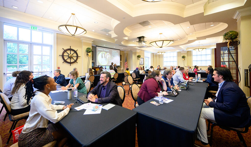 The Wilson Ballroom was filled with students talking one-on-one with staff members about their research projects.