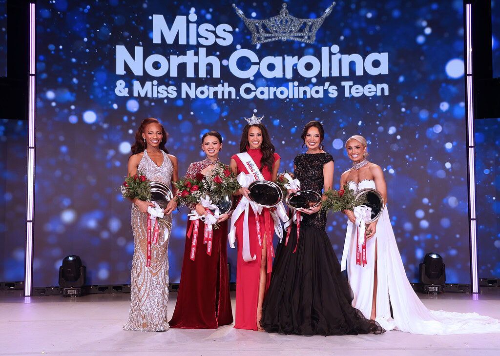 HPU alumna Lauryn Mallard, center, was crowned Miss North Carolina 2026 at the High Point Theatre on June 27.