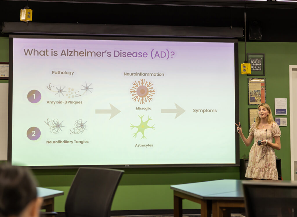Isabella Frankovic, a junior neuroscience major, was part of a first-of-its-kind research program funded by the National Institutes of Health and focused on training young scientists in Alzheimer’s disease and related dementia research.
