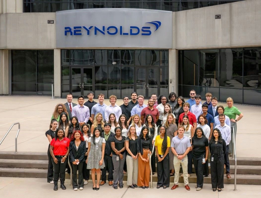 Julia Andresson with the Reynolds American intern cohort outside the company's Winston-Salem headquarters