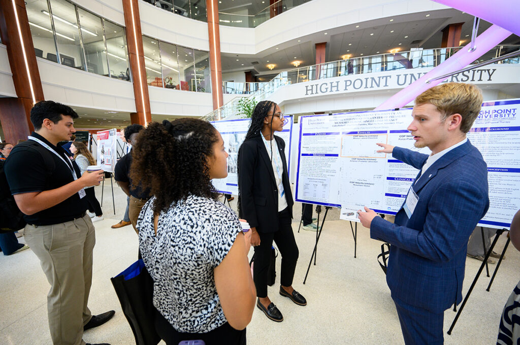 Pictured at right was Colin Bottorff, a second-year Doctor of Physical Therapy student who presented research on chronic ankle instability. At center was Mari McNear, another second-year DPT student who is working on the research.