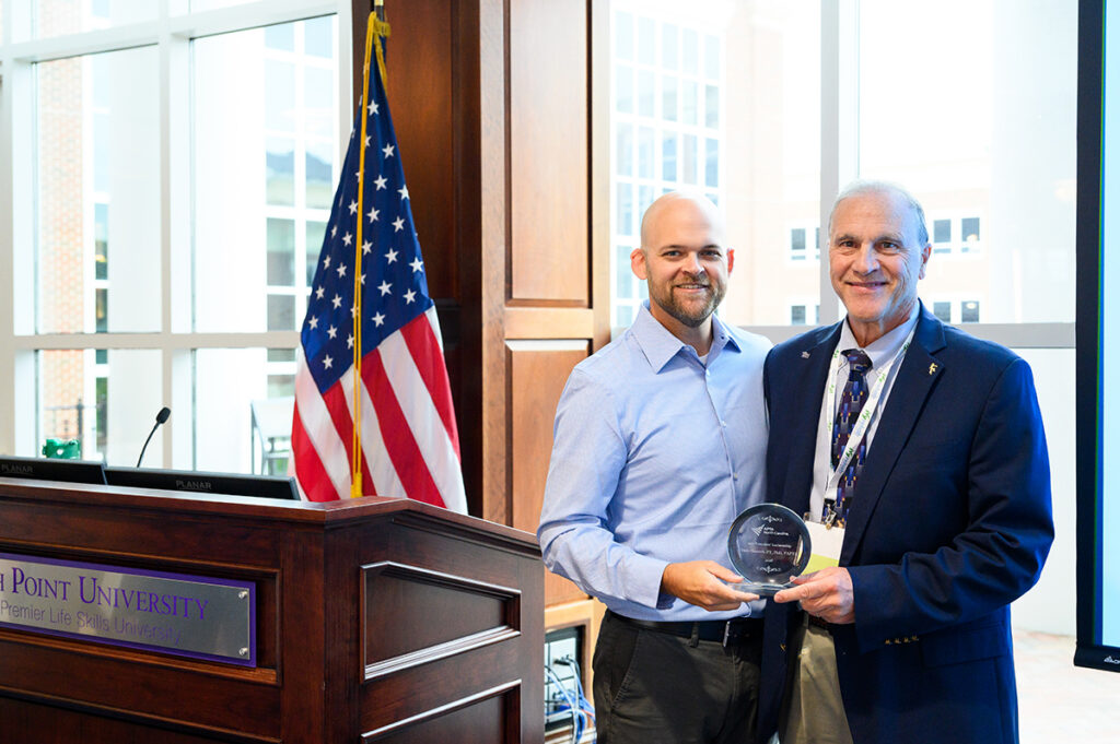 Shultz presented Dr. David R. Sinacore, a professor in HPU’s Department of Physical Therapy, with the APTA NC Founders’ Lecturer Award, the highest honor bestowed by the state association.