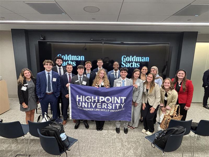 Pictured were students who toured Goldman Sachs in New York City.