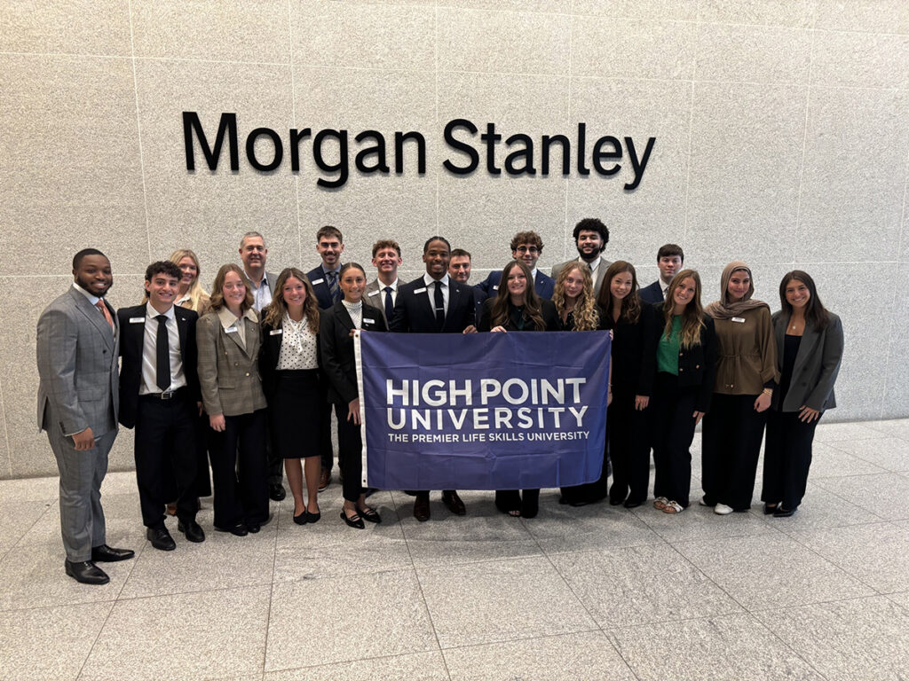 While in New York, students visited Morgan Stanley, where they met Tomiwa Bello, an HPU Class of 2026 alumna who works with Morgan Stanley. They also spoke with Mark Bradburn, HPU’s Wealth Management Expert in Residence and founder and co-managing financial advisor of The Bradburn Group at Morgan Stanley.