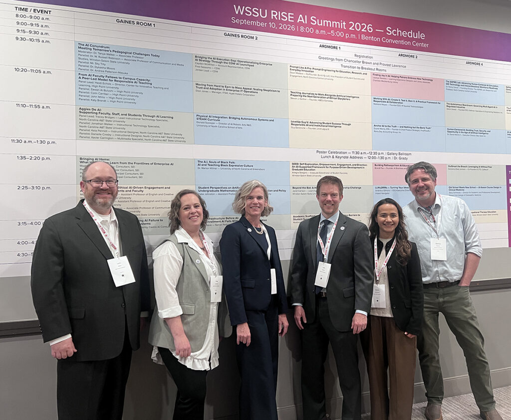 HPU faculty who presented at the AI Summit were Mims, left, Brandt, Echols, Carriker, Al Bulushi and Brophy.