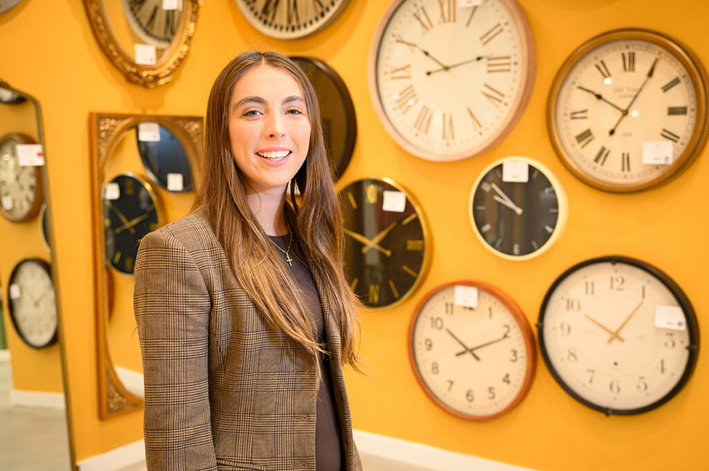 Salem Parker, a junior business administration major, spent time working in the Cooper Classics showroom.