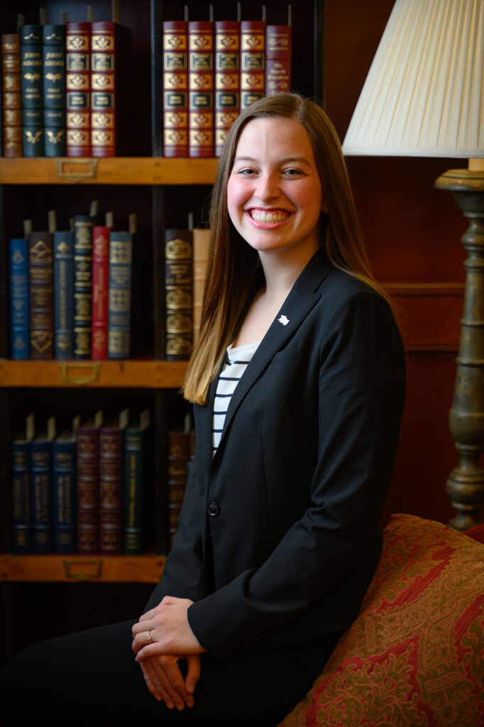 Alyssa Dowdy, pictured in the R.G. Wanek Center Library, is an extraordinary student who takes advantage of the many academic opportunities HPU offers. 