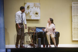 Dallam and Daneman perform in the production of “Cul-De-Sac” in HPU’s Pauline Theatre of Hayworth Fine Arts Center.
