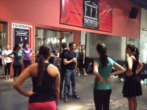 HPU students during their first Flamenco lesson in Spain.