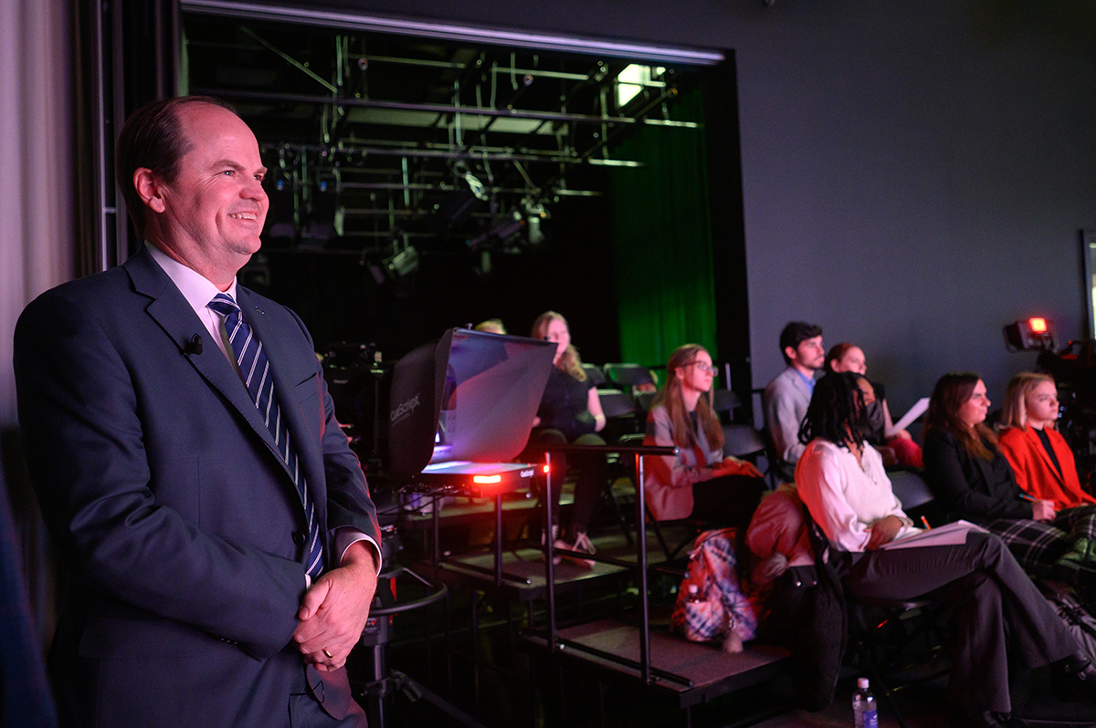 Shy smiled as he watched video of HPU’s first ESPNU pregame broadcast with students in the Nido R. School of Communication’s newly renovated TV studio.
