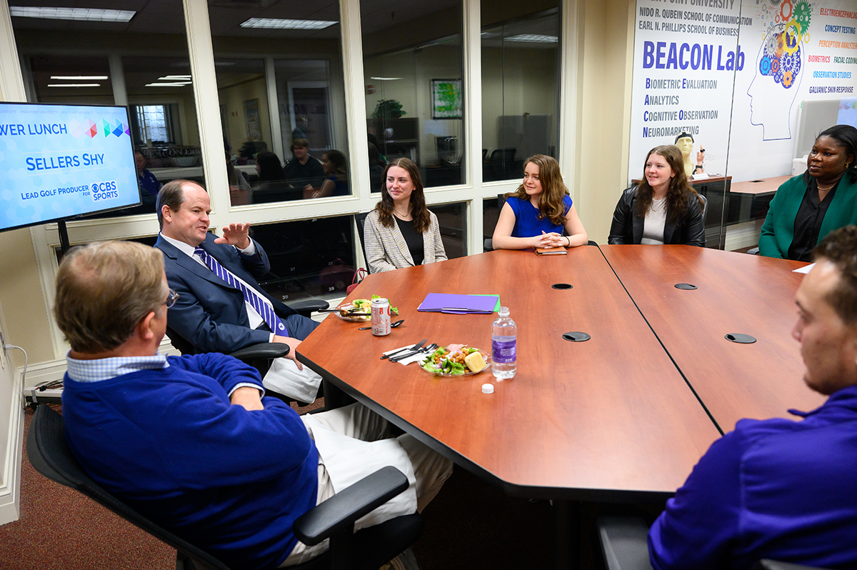 Shy shared lunch with communications students.