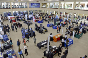The photo features attendees of the 2015 Career and Internship Expo.