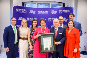 Mariana Qubein was joined by her husband, HPU President Nido Qubein, and their family during the ceremony.