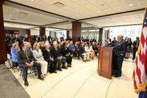 High Point University President Nido Qubein addressed a large crowd that included community leaders and HPU faculty, staff and students during the ceremony inside Congdon Hall.