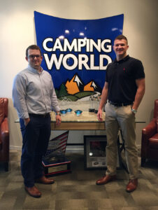 Pictured from left are HPU senior Zach Pallis and junior Chris Kiley at their internship with Marcus Lemonis Enterprises LLC.
