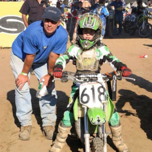 Gahrmann at 8 years old with his father at Old Bridge Township Raceway Park in New Jersey