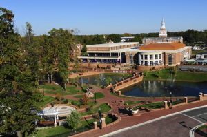 The photo features HPU’s Hayworth Park, where new trees have recently been added. 
