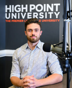 Tyler Rumsey in HPU's podcast studio