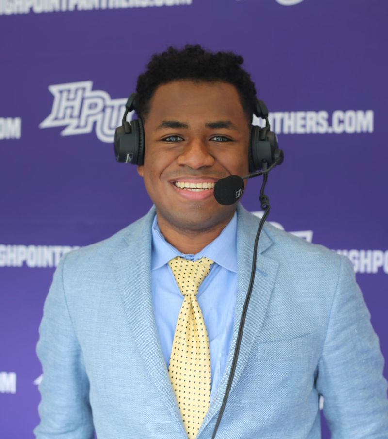 Wendell Epps polished his skills while calling more than 100 games on ESPN+ as a play-by-play broadcaster. closeup
