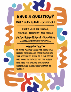 OARS Walk in Hours Flyer 