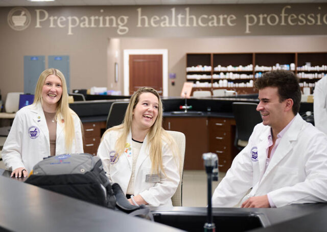 PharmD students enjoying the collaborative learning environment at the Fred Wilson School of Pharmacy at High Point University