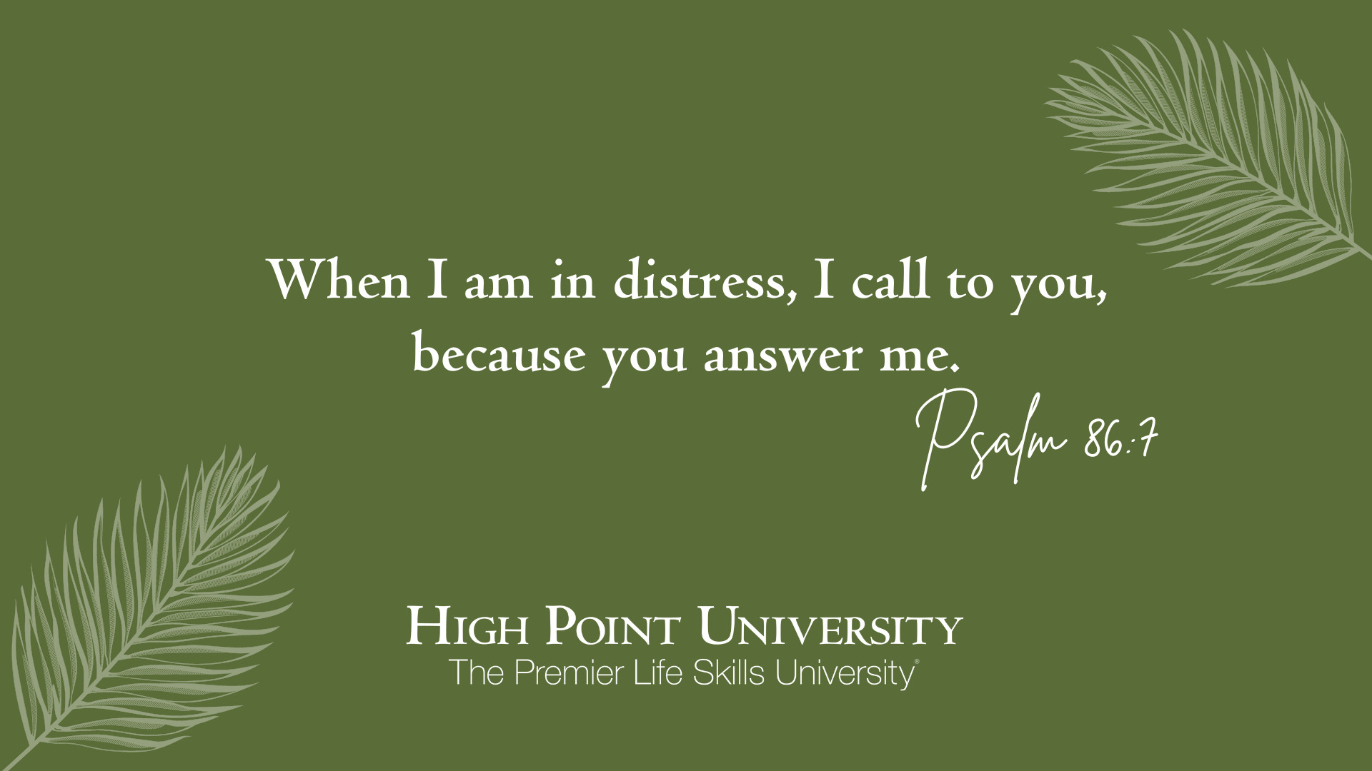When I am in distress, I call to you, because you answer me. Psalm 86:7