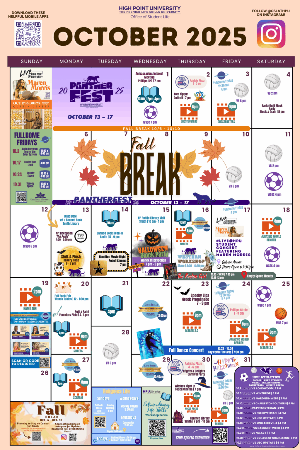 Monthly Student Events Calendar Student Life High Point University