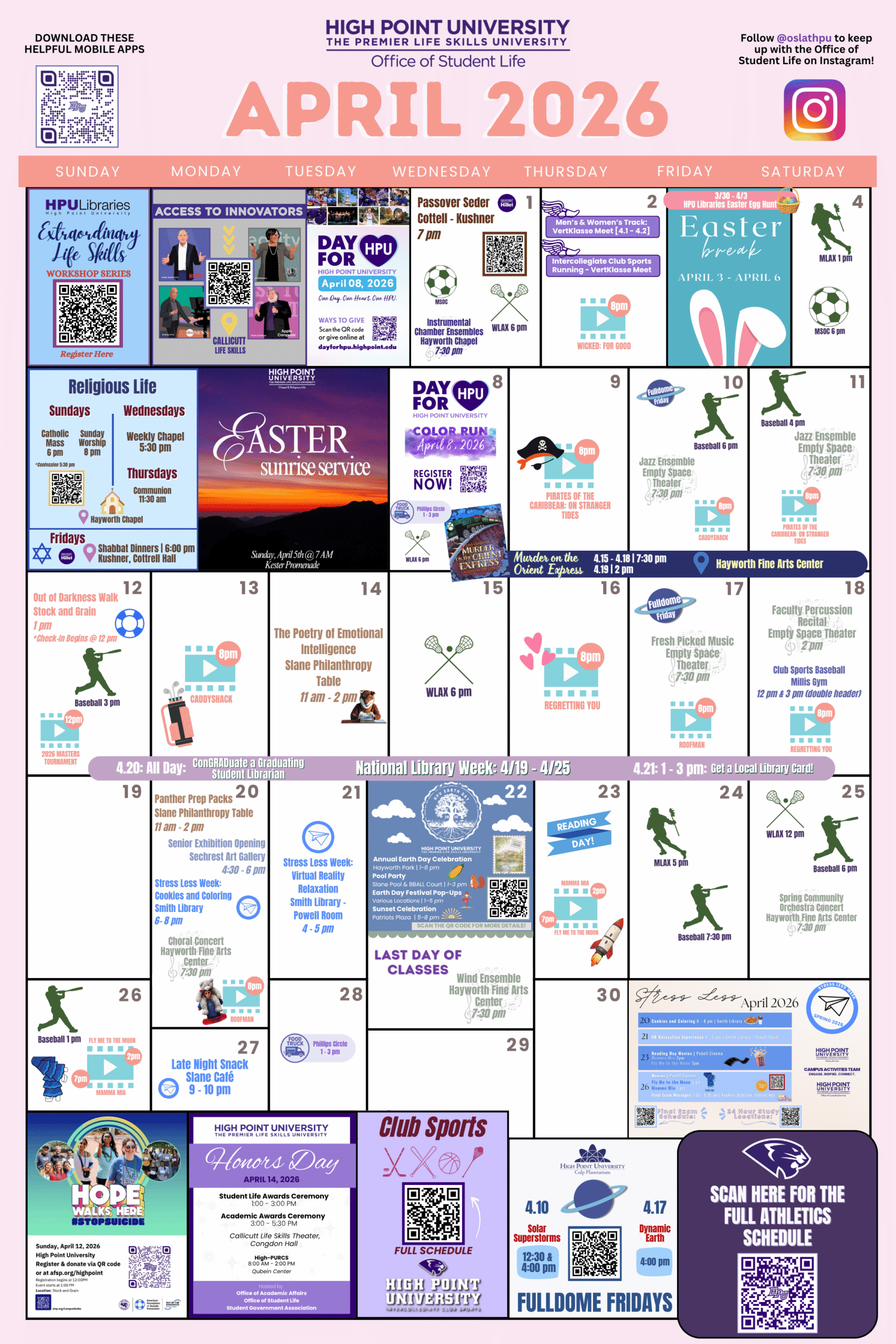 Monthly Student Events Calendar | Student Life | High Point University